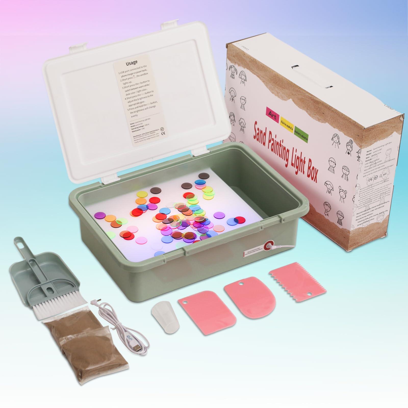 la-belle-vie Light Table for Kids Manipulative | Sand Painting Light Box | Kids Light Table | Light Table Toys | Light Up Table for Kids | Sensory Light Table Accesories |3 Modes,10-Level Dimming18(Green)