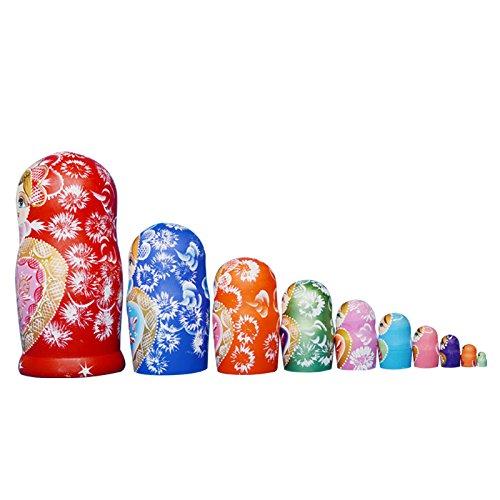 YAKELUS YAKELUS Russian Nesting Dolls for Kids Matryoshka Doll 10pcs Handmade