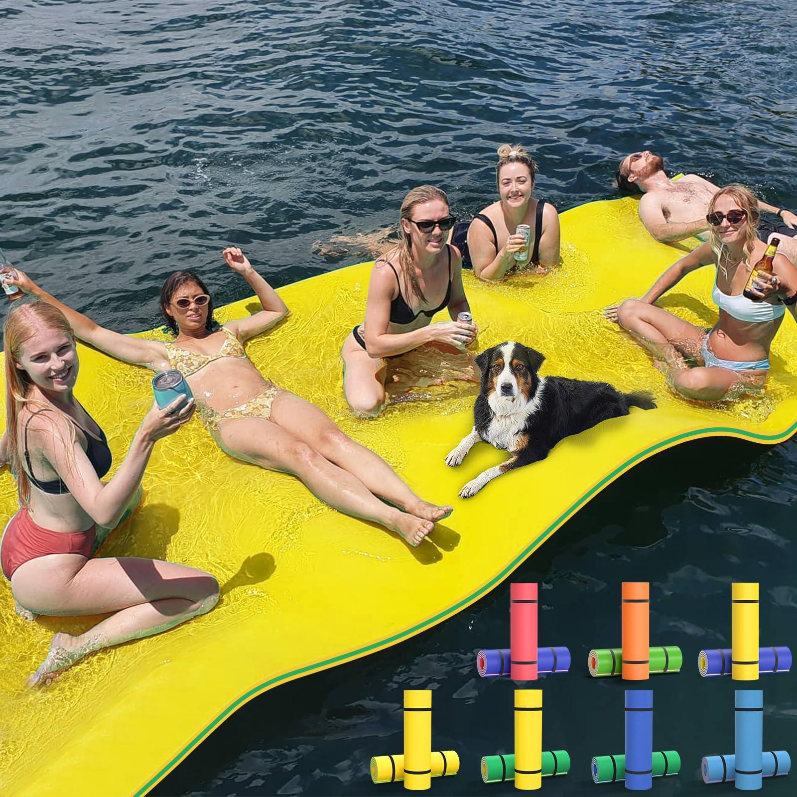 GUINGFUN GUINGFUN 9/12/18FT 3-Layer Lily Pad Floating Mat, Double-Sided Use Floating Water Mat, Floating Mat for Lake, Water Mat Suitable for Adult and Children(12FT Yellow)