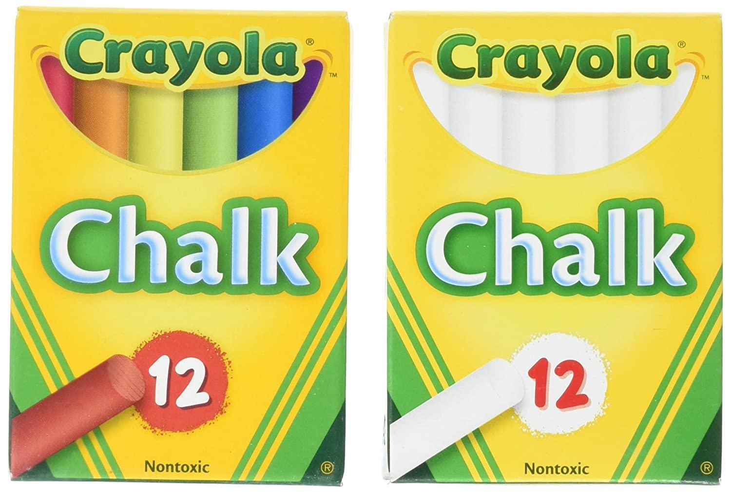Crayola Crayola Non-Toxic White Chalk(12 ct box)and Colored Chalk(12 ct box) Bundle