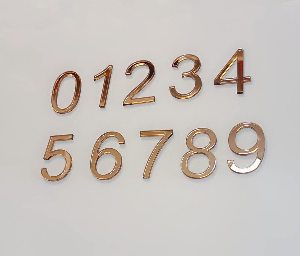 Yuxuanish Rose Gold Mirror Acrylic Numbers 0-9,Wedding Table Numbers,DIY Acrylic Cake topper Numbers