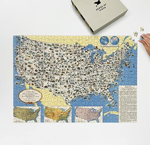 INFINITE PHOTOGRAPHS 1950 Map of United States of America | 1000 Piece Adult Jigsaw Puzzle | Birthday Present Gifts | Family Entertainment | Unique Gift