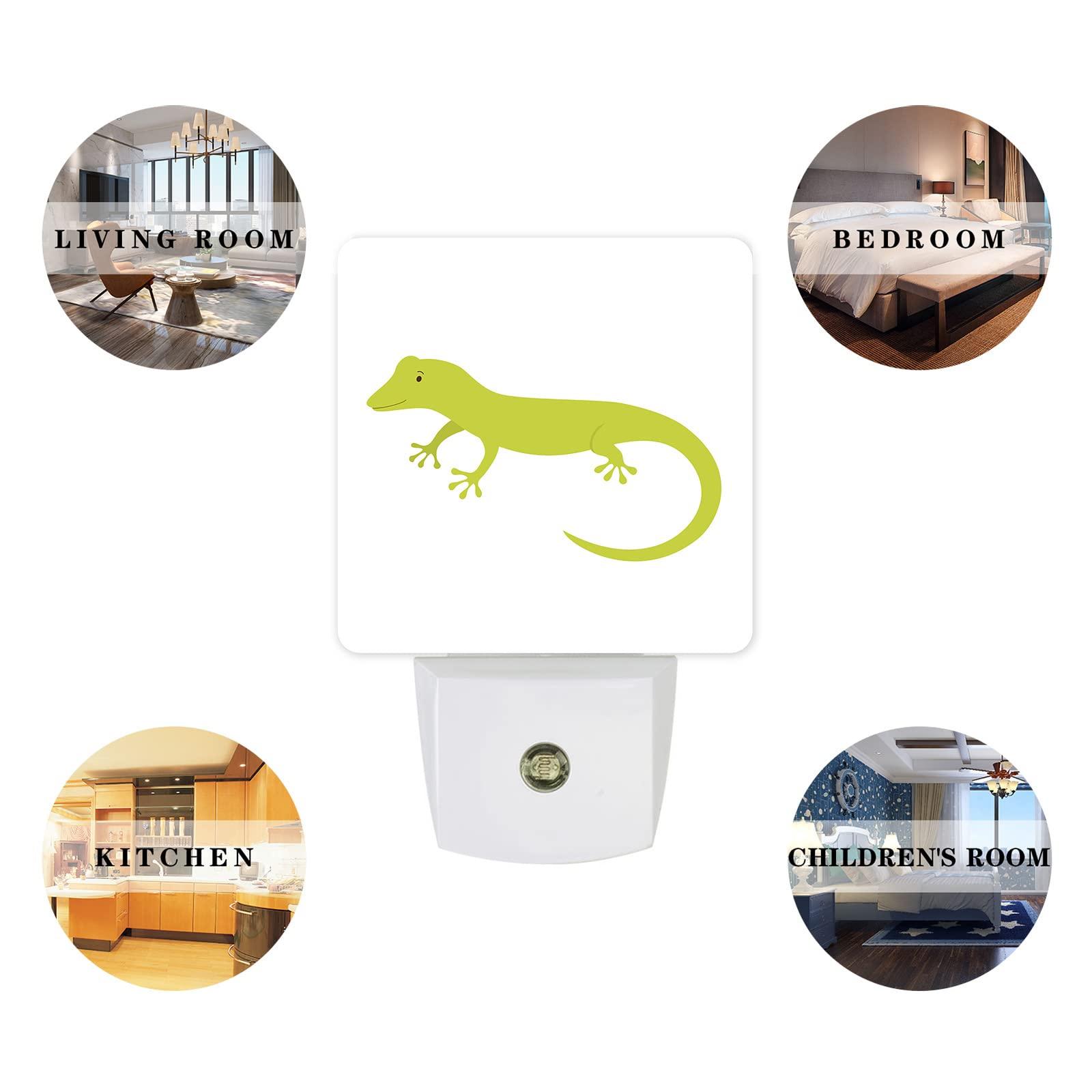 T&H XHome Night Light for Kids, Abstract Cartoon Black Eye Solid Green Gecko LED Night Light Plug into Wall with Light Sensors Dusk to Dawn, Nightlight for Children Girls Baby Room Nursery Stairs Hallway Decor