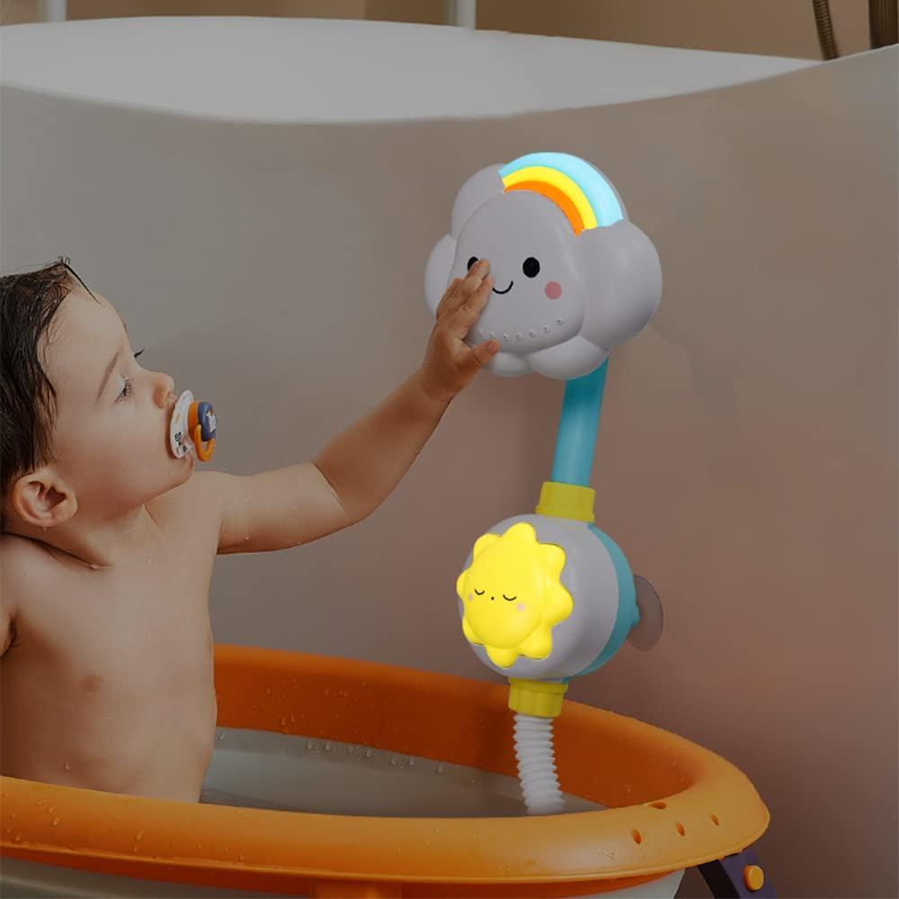 OWNONE 1 Baby Bath Toy Shower Head - OWNONE 1 Bathtub Shower Sprayer, Bath Toy for Toddlers Ages 1-3, 2-4 Years Old, Infant Baby Bath Toy 6-12, 12-18 Months - Includes 1 Cloud Shower Head & 3 Suction Spinners