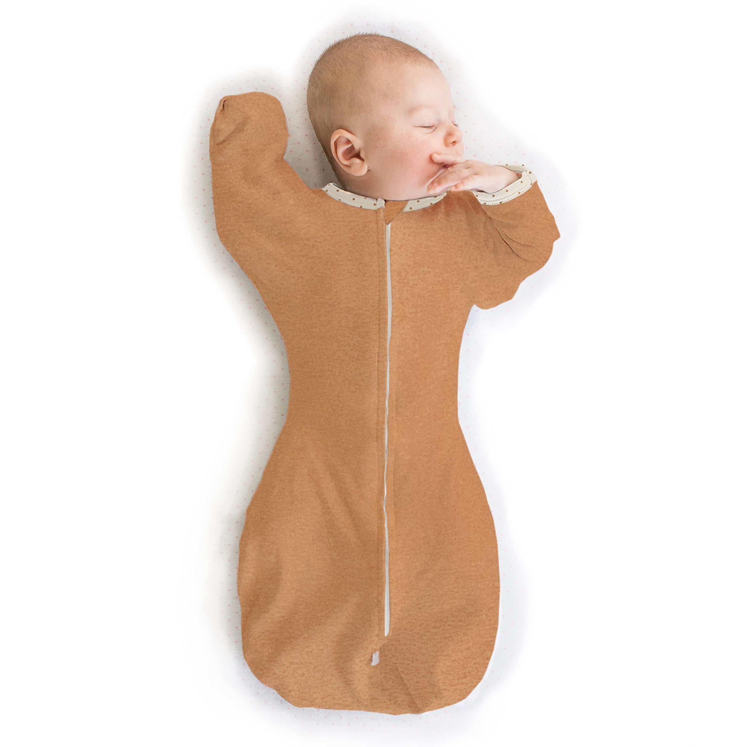 SwaddleDesigns SwaddleDesigns Baby Sleep Sack Set, Butterum and Sunny Days, 0-3 Mo Transitional Swaddle Sack with Arms Up Half-Length Sleeves & Mitten Cuffs and 0-6 Mo Cotton Muslin Sleep Sack with 2-Way Zipper