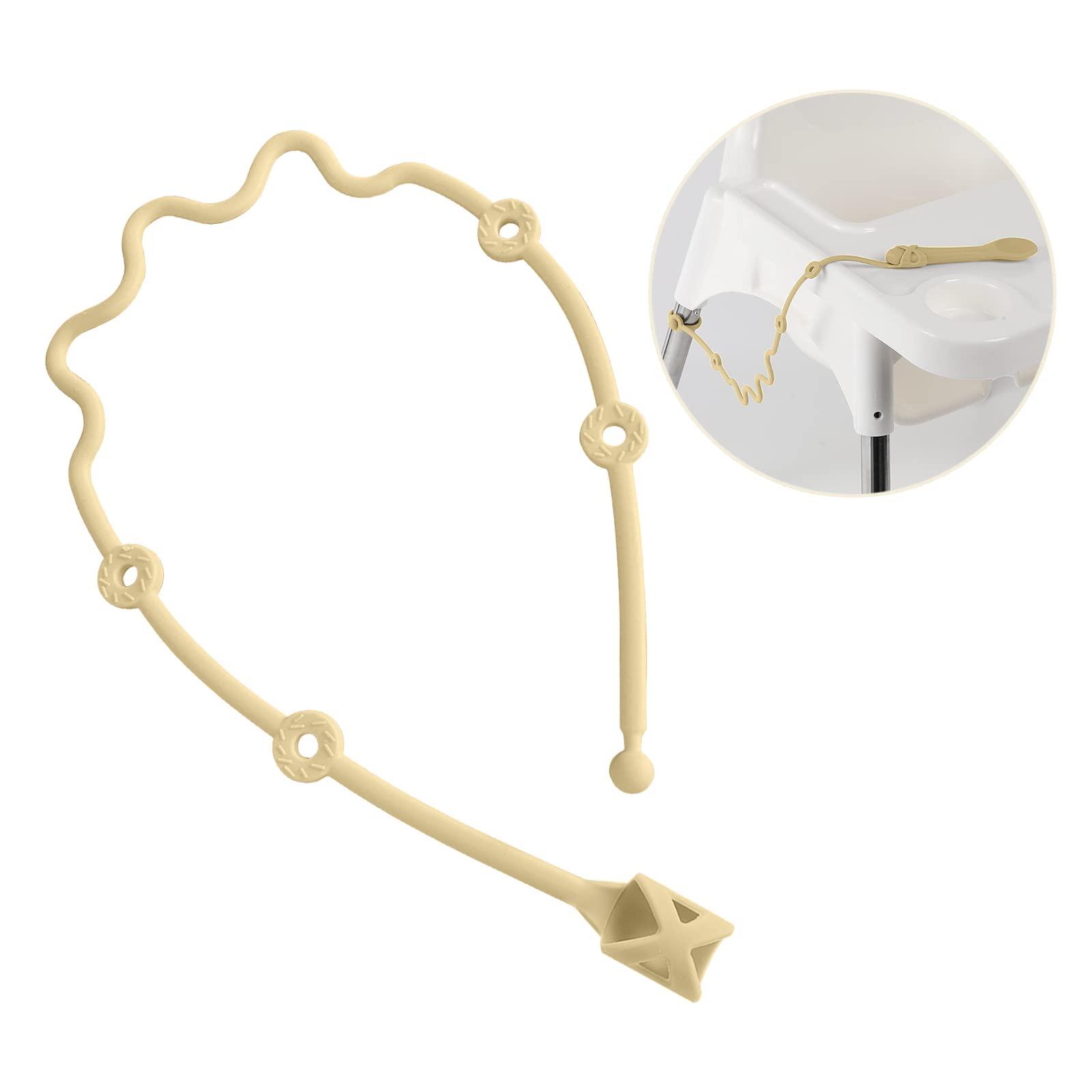 Gelinor Baby Spoons Self Feeding 6 Months Silicone Strap Toddler Utensils Fixer Highchair Accessories-Gelinor Feeding Aid for Keep Baby Utensils Close at Hand and Off The Ground(Beige)-No Spoon