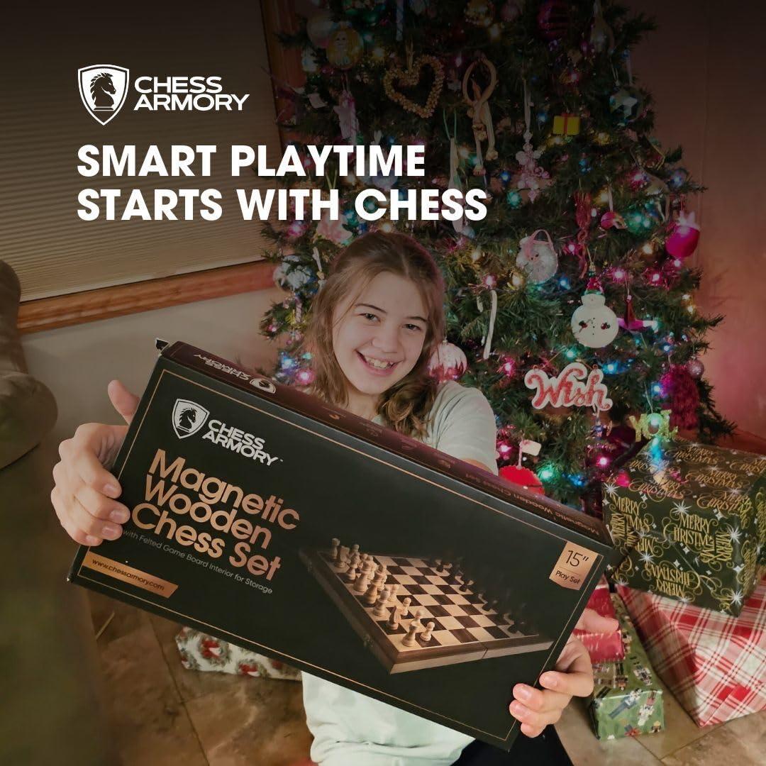 Chess Armory Chess Armory Chess Set 15 Inch Magnetic Wooden with Chess Clock for Kids and Adults