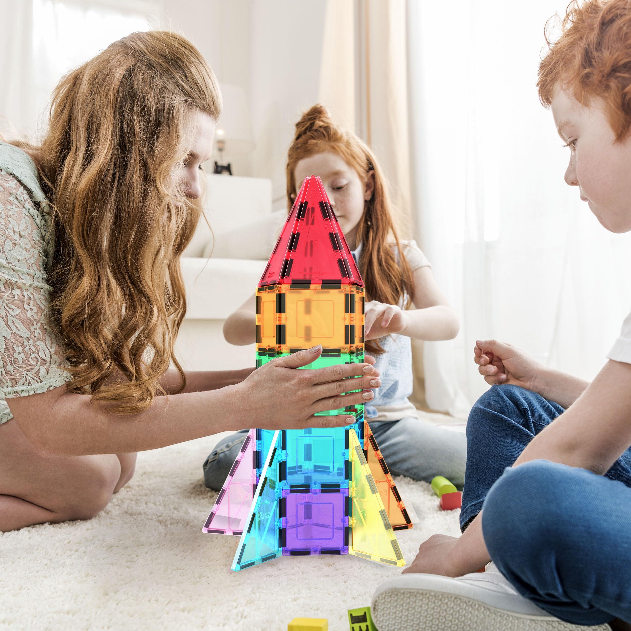 PicassoTiles PicassoTiles Magnetic Building Block Rocket Booster Theme Set Magnet Construction Toy Educational Kit Engineering STEM Learning Playset Child Brain Development Stacking Blocks Playboard PT32