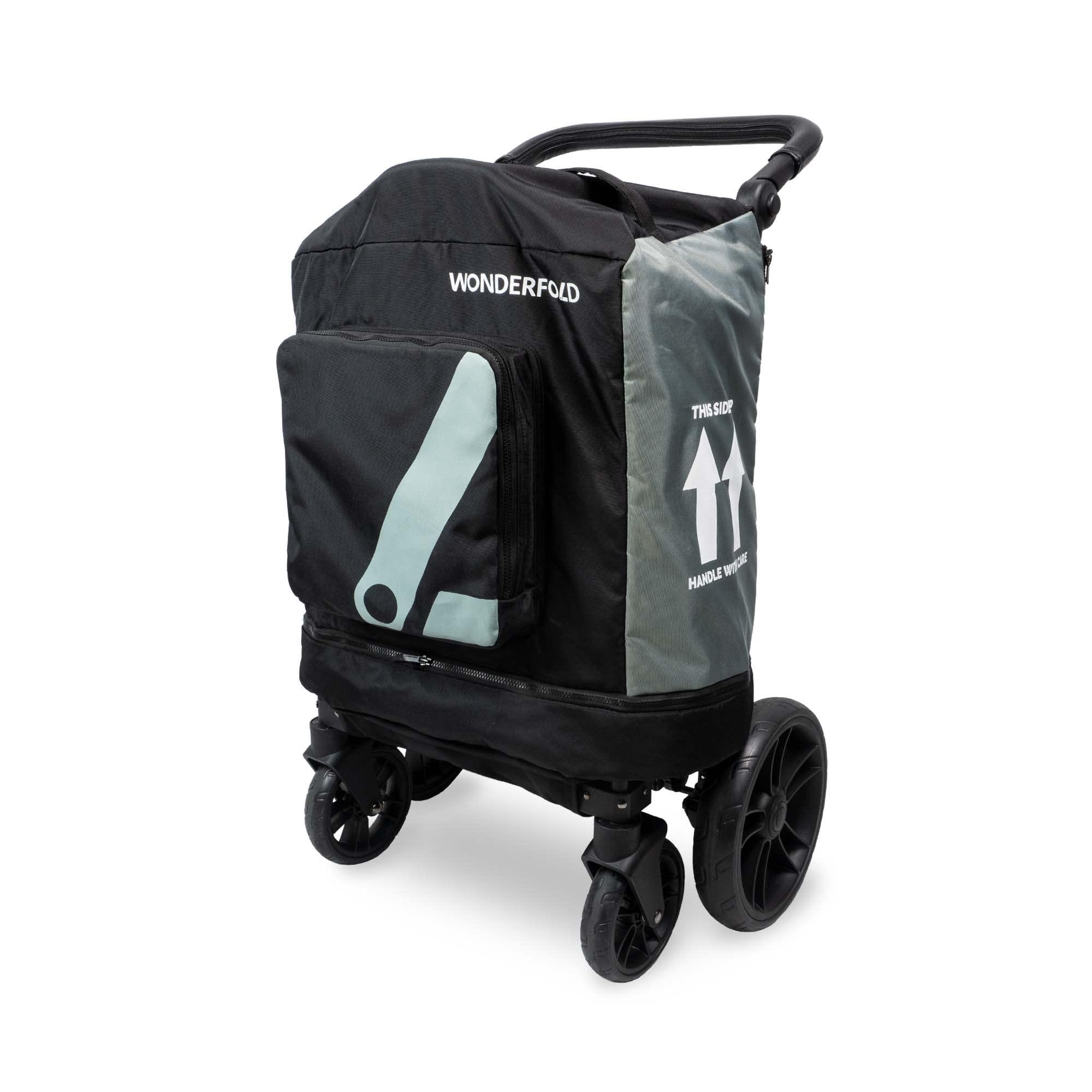 WONDERFOLD WONDERFOLD Stroller Wagon Travel Cover Featuring Front Storage Pocket, Inner Storage Pocket for Rear Basket and Canopy, and an Optional Wheel Cover (Fits Only X2)