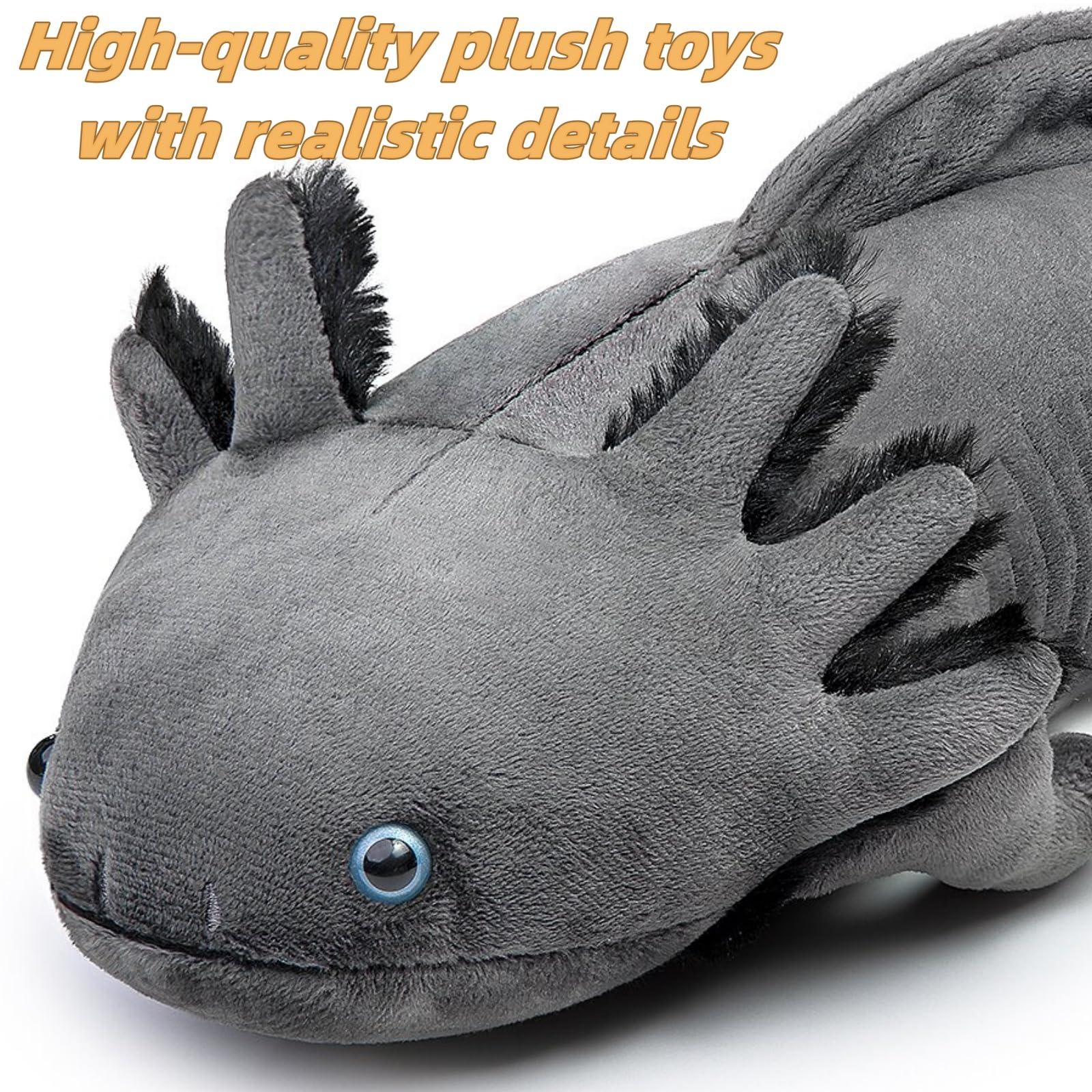 FRANKIEZHOU FRANKIEZHOU Giant Axolotl Plush- Grey,31.5\" Lifelike Axolotl Stuffed Animal, Soft Plush Stuffed AnimalPlush Animals, Axolotl Plush, Gifts for Boys Girls