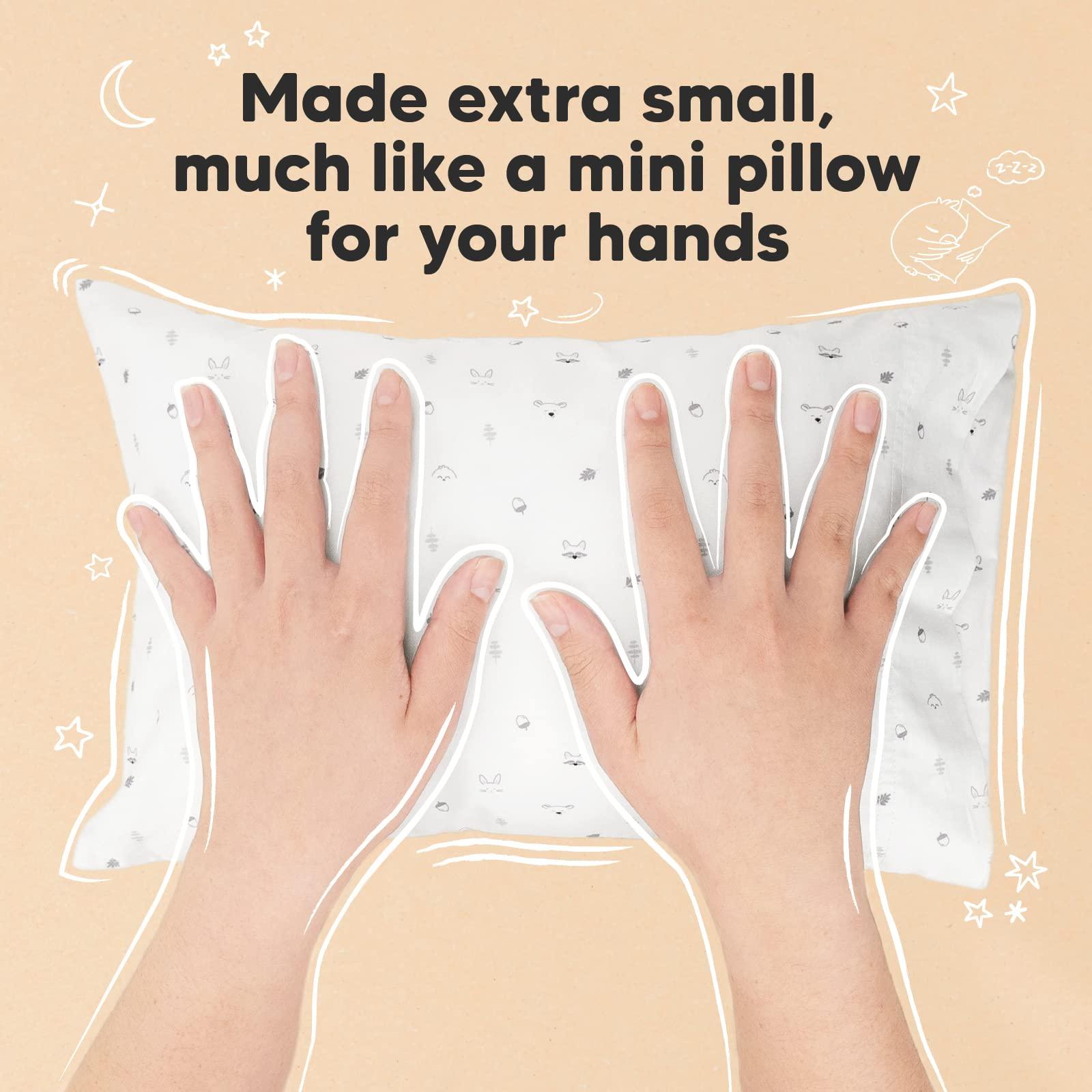 KeaBabies Mini Toddler Pillow with Pillowcase - 9x13 My Little Dreamy Mini Pillow, Organic Toddler Pillows for Sleeping, Kids Pillow, Small Pillows, Travel Pillows for Sleeping, Toddler Bed Pillows (Acorn)