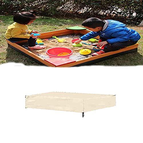Quekehis Sandbox Cover with Drawstring 210D Waterproof Dustproof Square Protector for Kids Toy Garden Sandpit Pool Cover Beige 78.7x78.7x7.9Inch