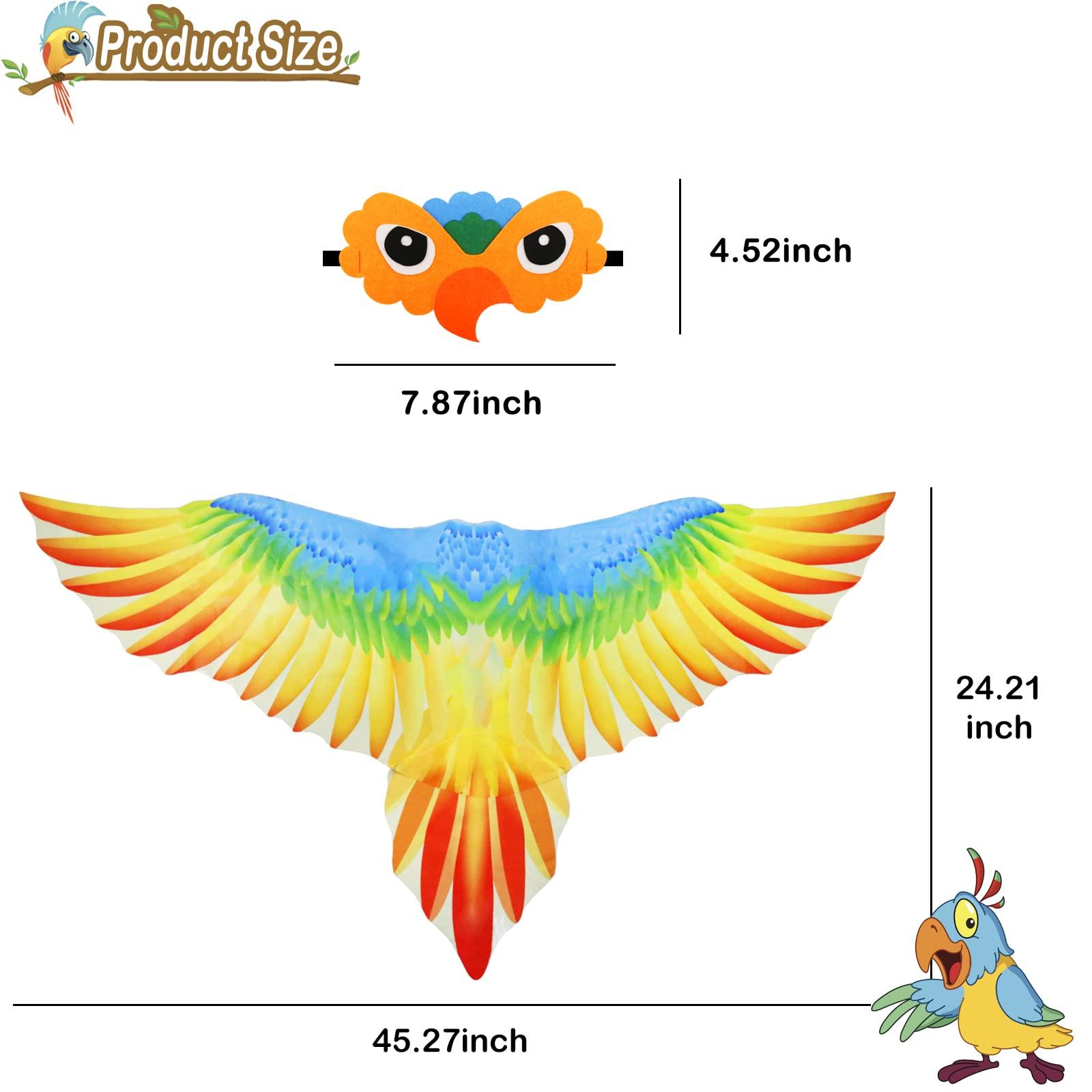 IROLEHOME IROLEHOME Bird-Costume-Parrot-Wings for Kids with Bird Headbands, Boys Girls Eagle Dress-up Cape Halloween Party Favors Gifts