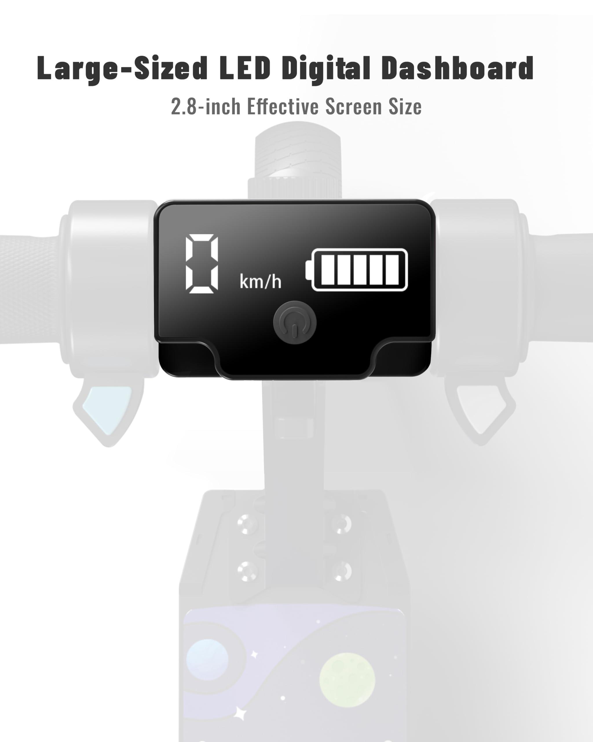 SIMATE SIMATE Electric Scooter for Kids, Motorized E-Scooters with Colorful Front Light and Pedal Lights, LED Display & Foldable, Dual Braking System, Top 8.7mph & 5 Miles, Gifts for Kids, Girls, Boys, Teens