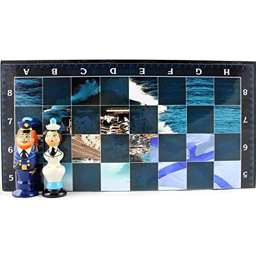 AEVVV Army Chess Set Navy - Russian Army Navy Chess Board and Hand Painted Pieces