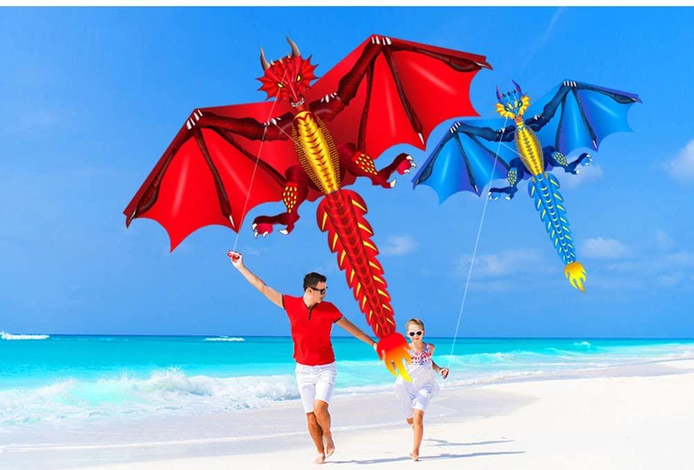 LSDRALOBBEB 1.6M Dinosaur Kite Outdoor Kids Toy for Beginners Very Easy to Kite, Great Gift LSDRALOBBEB 0401(Color:B,Size:)