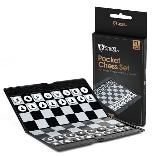 Chess Armory Chess Armory Pocket Chess Set - Portable Mini Chess Set for Adults and Youth - Mini Chess Board to Take Anywhere for an Unforgettable, Mind-Sharpening Chess Game
