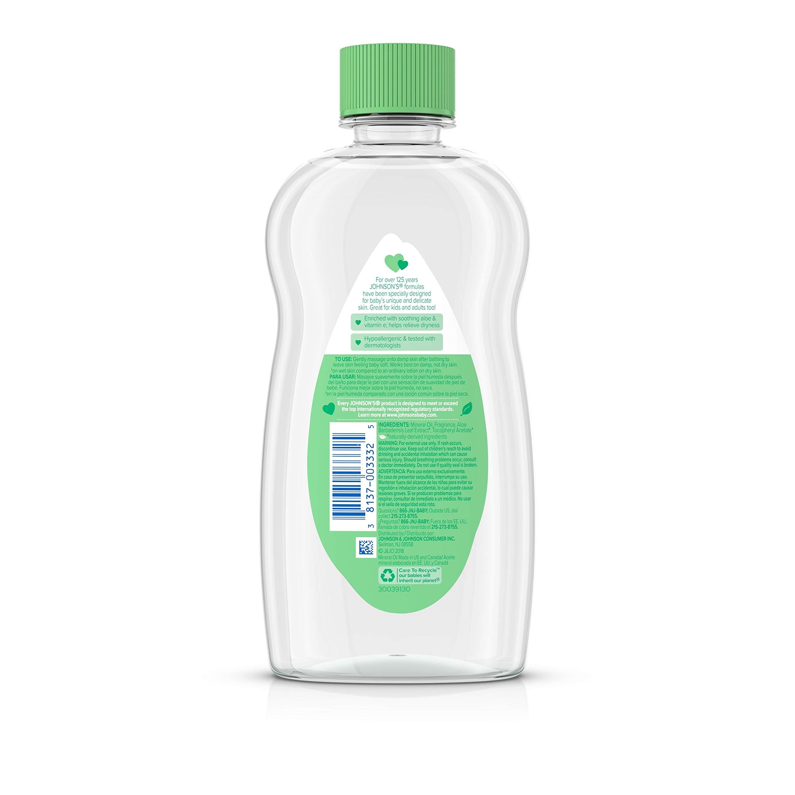 Johnson\'s Baby Johnson's Baby Johnson & Johnson Baby Oil, Aloe Vera & Vitamin E, Multicolor, 14 Fl Oz (Pack of 4)