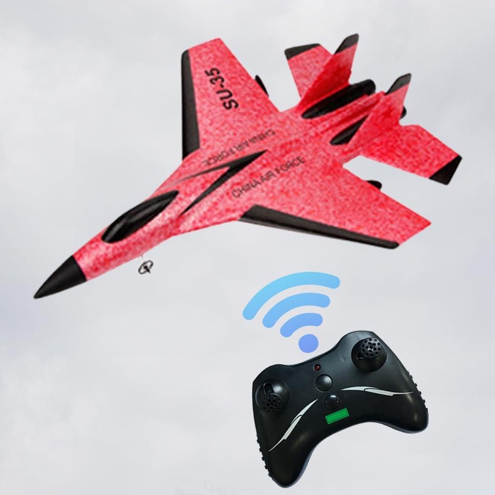 HCPBRS SU-35 Jet Fighter Stunt RC Airplane, 2.4G Remote Control Plane RC Aircraft Toy, Aero Jet Control Remoto Airplane Hobby RC Airplanes Model, EPP Foam RC Jet Glider Fighter Plane Toys (Red)