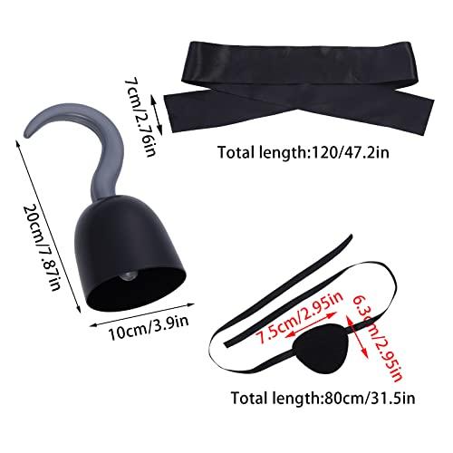 Dxhycc Dxhycc 5 Pieces Pirate Costume Accessories Pirate Skull Headband Pirate Eye Patch Sash Captain Hook Skirt for Halloween, Dress Up Parties