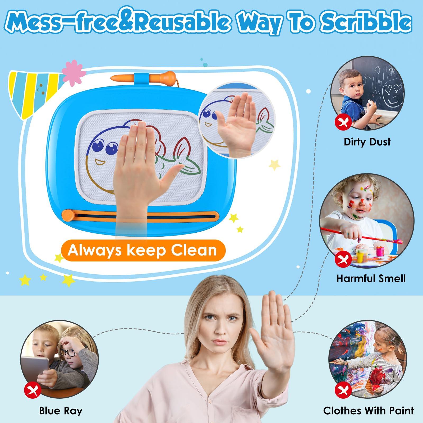 Smasiagon Smasiagon Toddler Girl Boy Toys,Magnetic Drawing Board for Toddlers 1-3,Early Learning Doodle Board Writing Painting Sketch Pad, Birthday Christmas Halloween Easter Gifts for 1 2 3 Year Old (Blue)