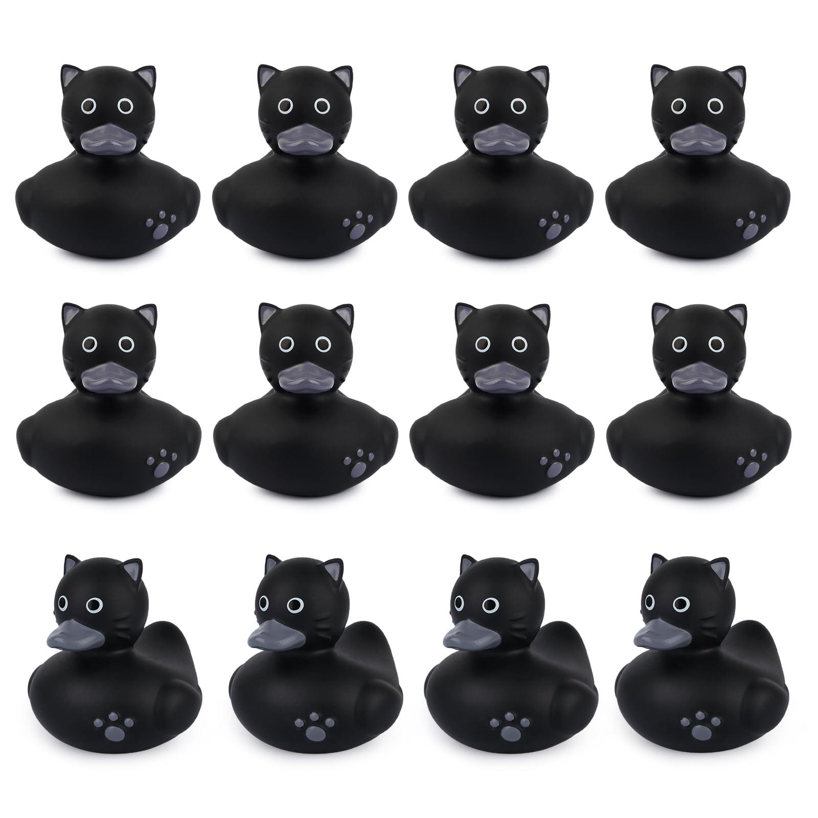 LMTGLDT 12pcs Rubber Ducks in Bulk, Ducks for Jeeps,Black Cat Rubber Ducks Jeep Ducking, Baby Bath Toys for Rubber Duckies ,Birthday Gifts Pool Holiday Ducks Party Favors