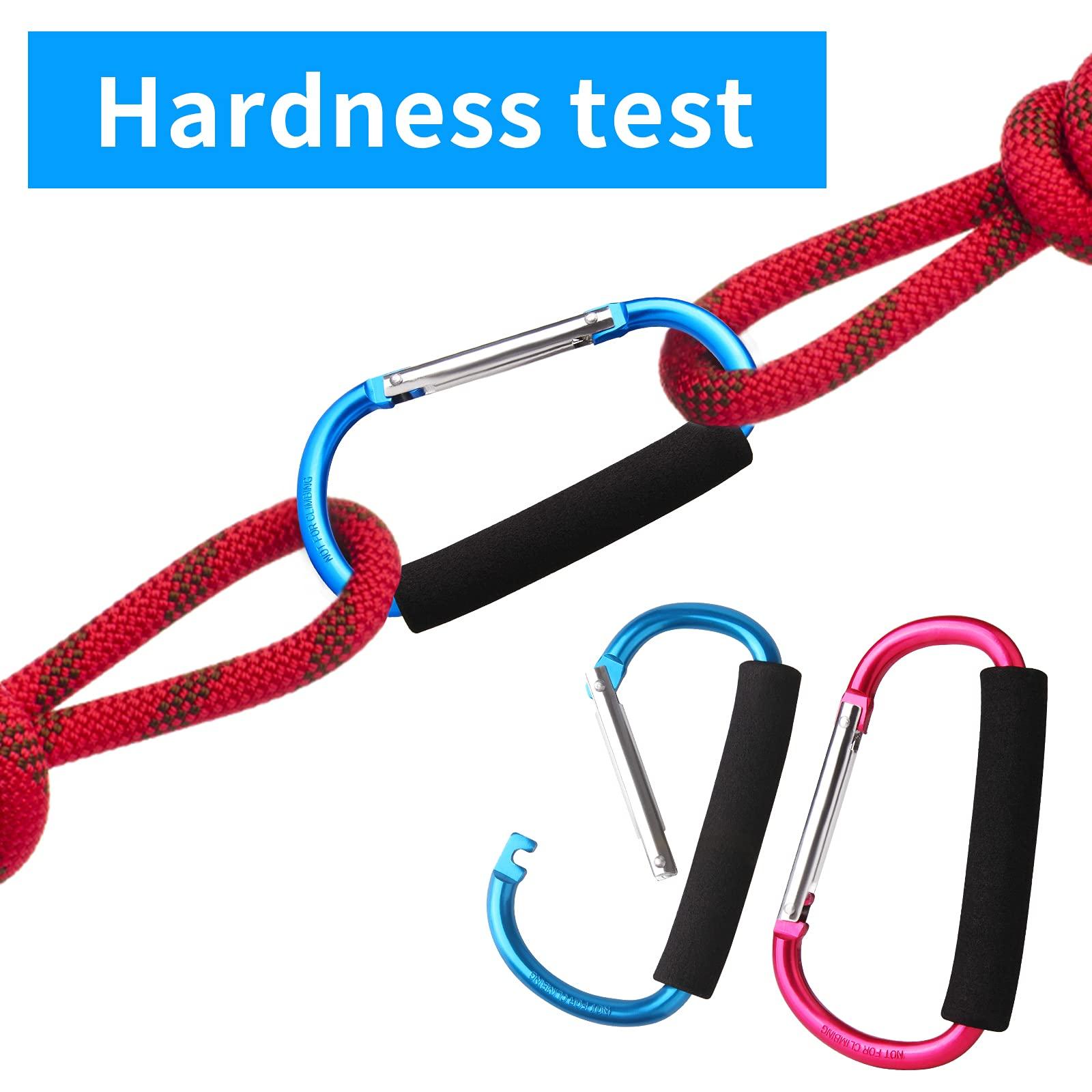 sansheng sansheng 4 Pack Large Carabiner 5.5" D Style Click and Carry Bag Carrier Stroller Hooks(Light Blue and Rose red)