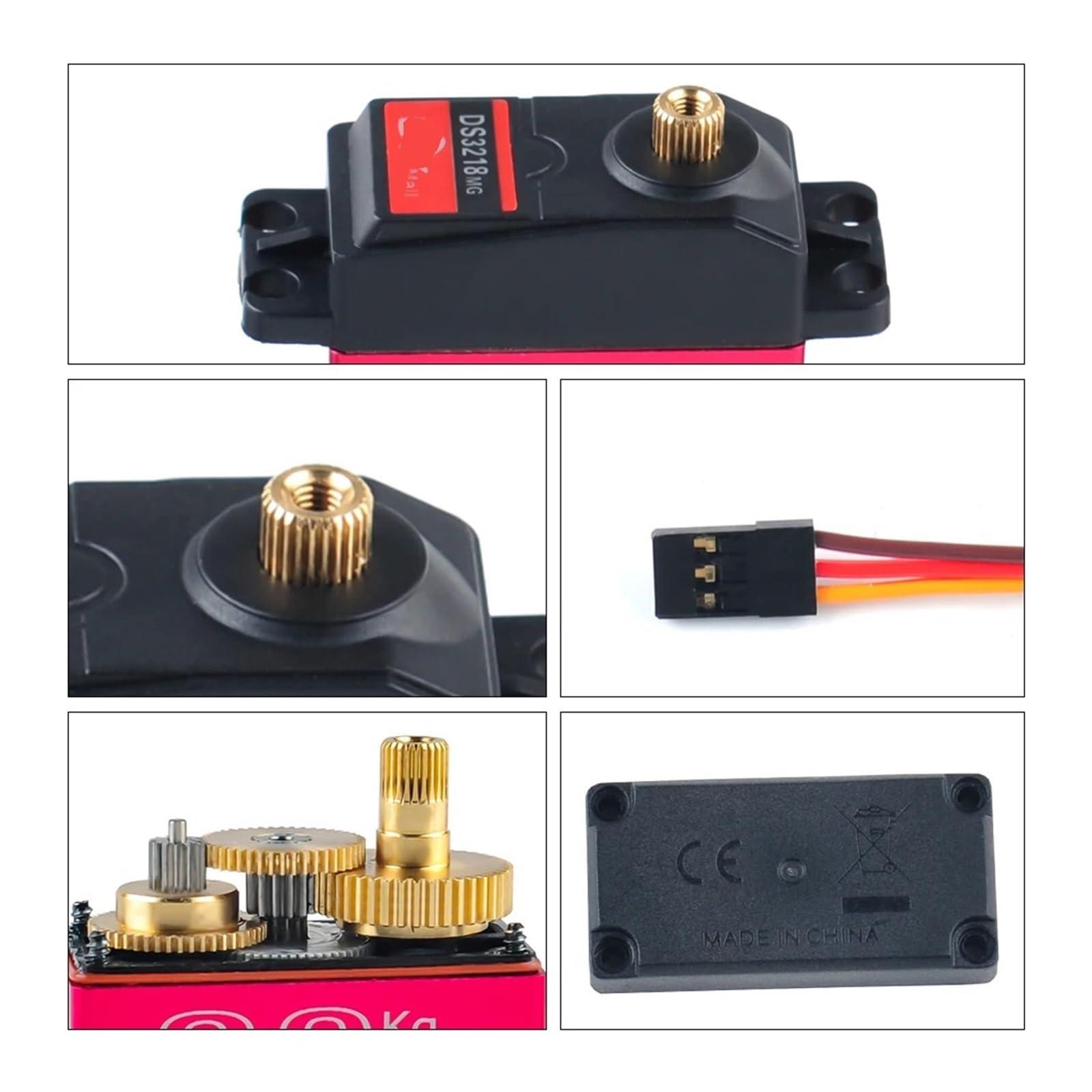 DVNXDPXJ 20kg DS3218 Digital servo with 25T servo arm, Metal rc Toy, 180 Degree