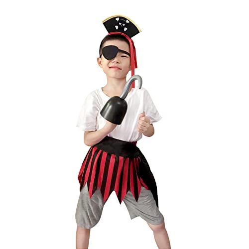 Dxhycc Dxhycc 5 Pieces Pirate Costume Accessories Pirate Skull Headband Pirate Eye Patch Sash Captain Hook Skirt for Halloween, Dress Up Parties