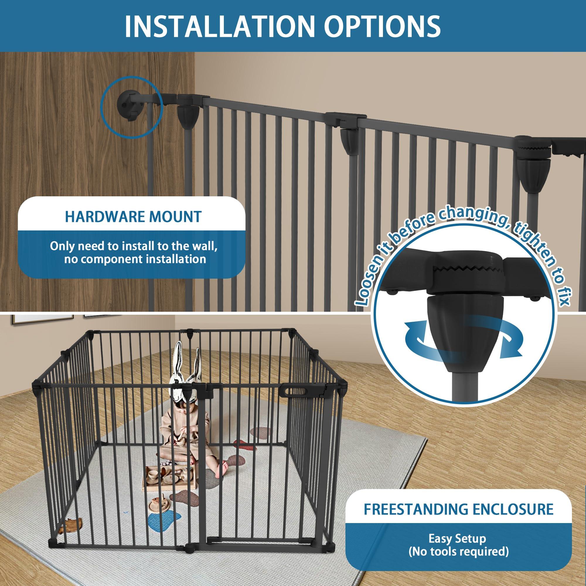 BalanceFrom BalanceFrom Easy Walk-Thru Safety Gate for Doorways and Stairways with Auto-Close/Hold-Open Features, 29-Inch Tall, 205-Inch Wide, Graphite