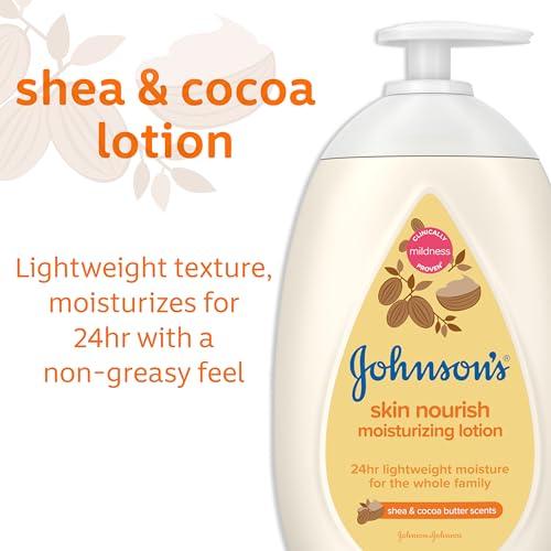 Johnson\'s Baby Johnson's Baby Skin Nourish Moisturizing Baby Lotion for Dry Skin with Shea & Cocoa Butter Scents, Gentle & Lightweight Body Lotion for The Whole Family, Hypoallergenic, Dye-Free, 16.9 fl. oz