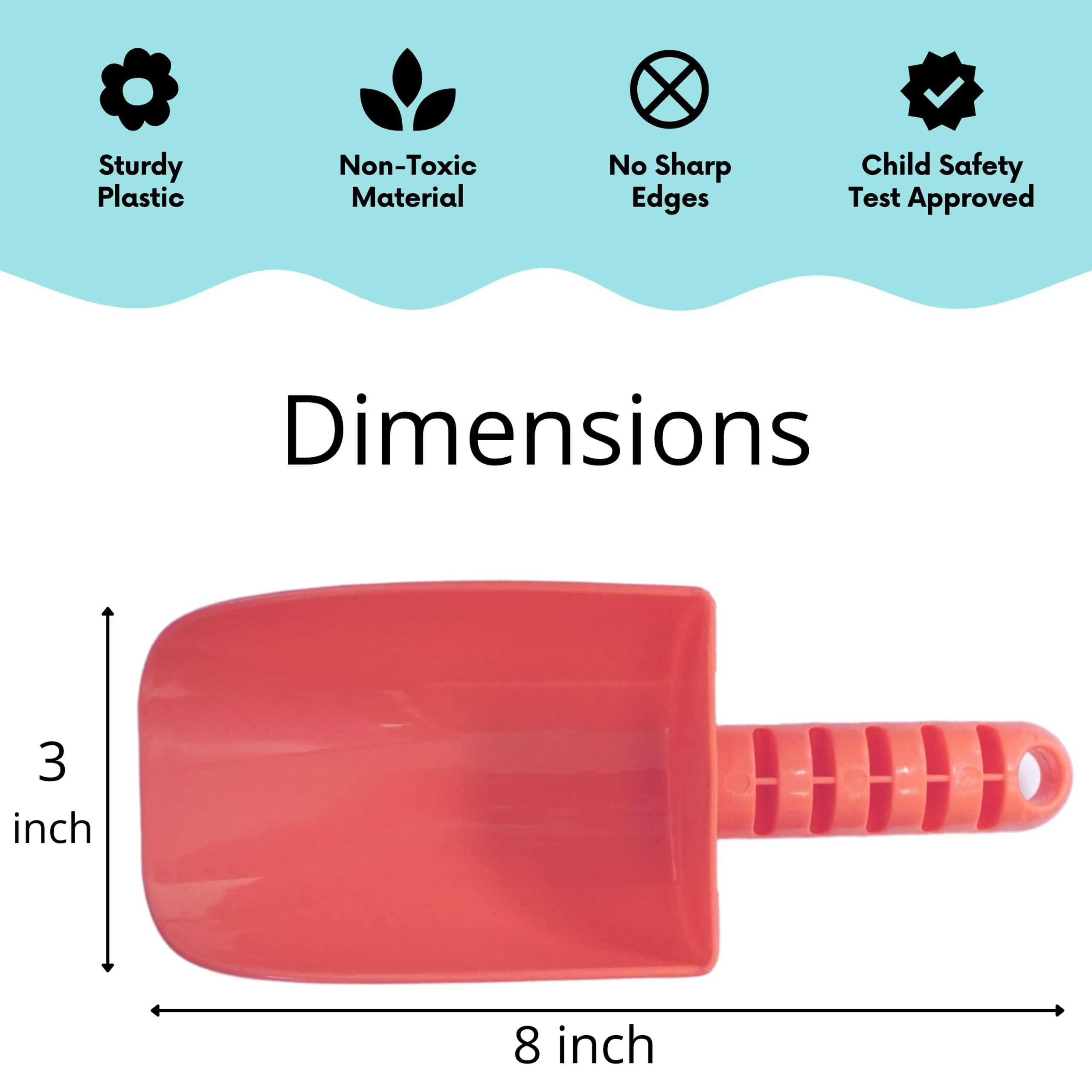 4E\'s Novelty 4E\'s Novelty 4 Pack Beach Shovels 8 Inch, Heavy Duty Plastic Sand Shovel for Kids, - Great for Planting Gardening Shovels for Toddlers, Outdoor Digging Sandbox Toys