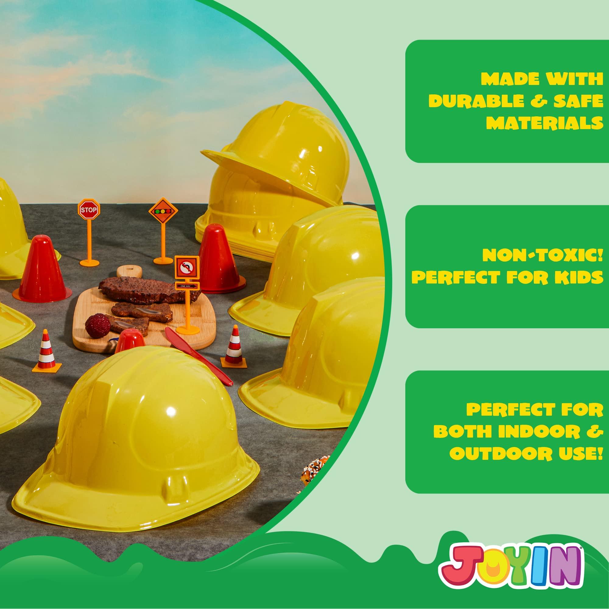 JOYIN JOYIN Construction Hard Hats, 24 Pcs Toy Plastic Kids Party Hats, Yellow, for Children Construction Birthday Party, Building Theme Party Favors
