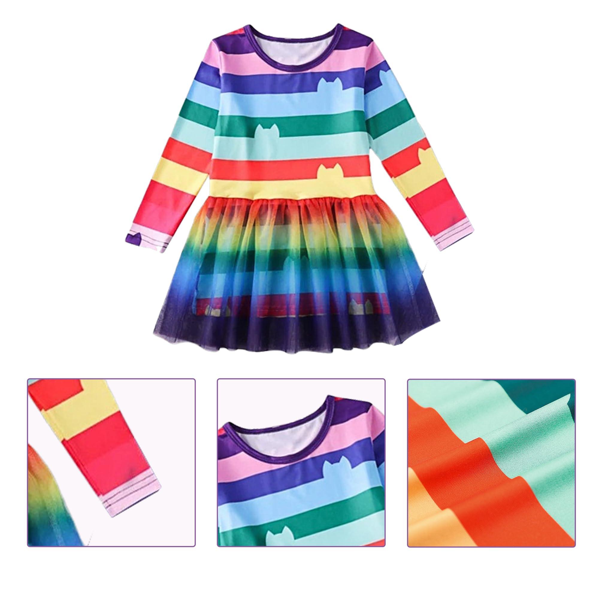 DAISYDUDS DAISYDUDS Cat Dollhouse Long sleeved mesh leggings Costume with Cat Headband, Halloween Christmas Outfits For Cutie130cm/6-7T multicolored