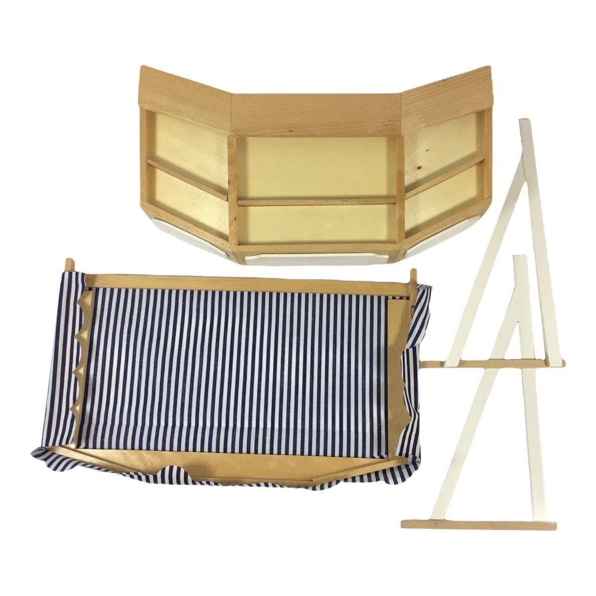 Melody Jane Dolls Houses Dollhouse Market Stall Blue Striped Canopy Farmers Christmas Street Market Kit