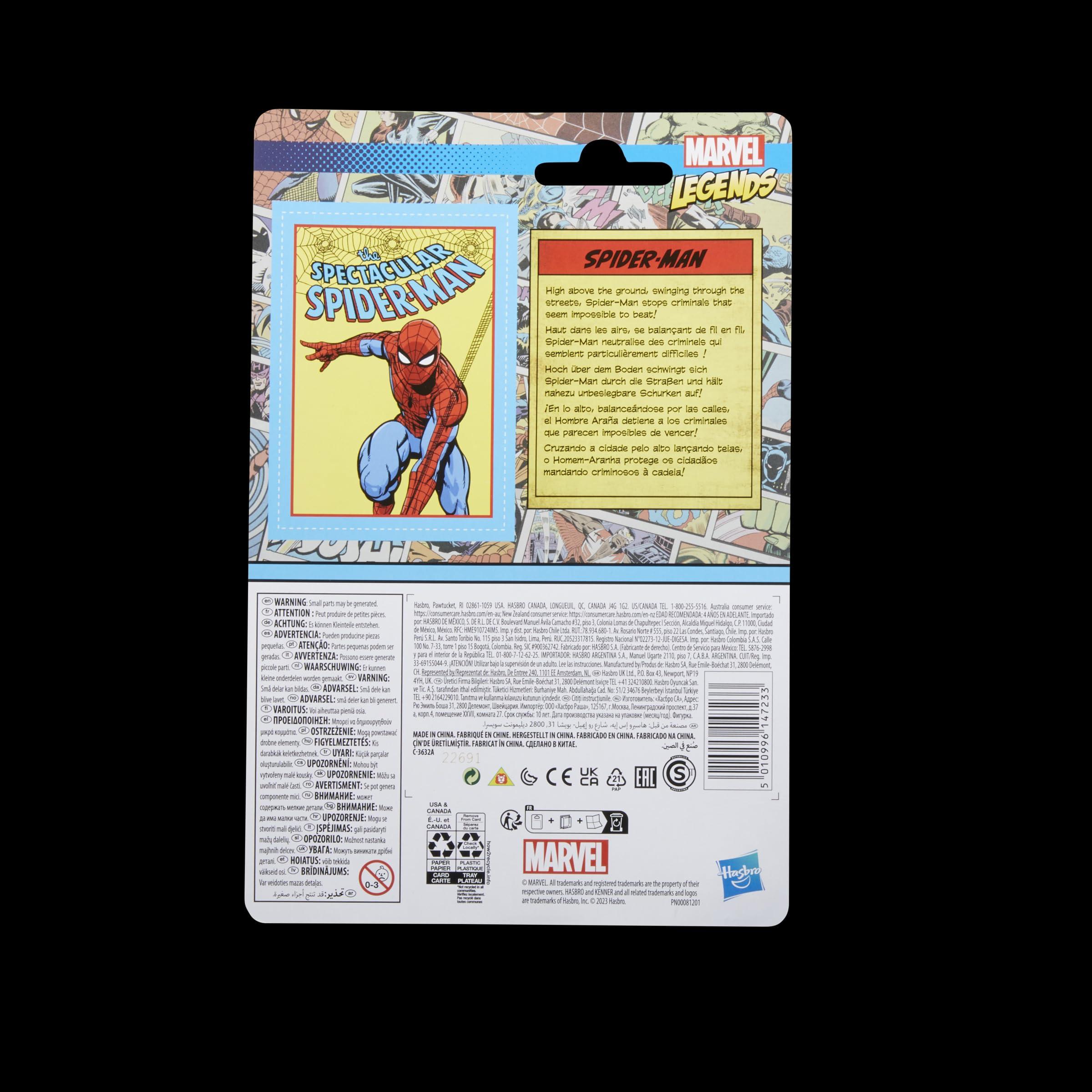 Marvel Marvel Legends Series Retro 375 Collection Spider-Man 3.75-Inch Collectible Action Figures,Toys for Ages 4 and Up