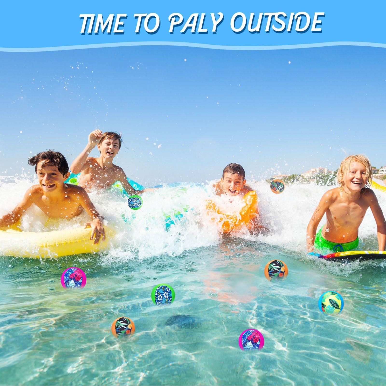 Realspring Realspring Water Skipping Ball for Kids Water Bouncing Ball Beach Pool Toy Ball for Summer Adult Swimming Pool Games Party Favors for Kids(8 Pcs, Tropical Style)