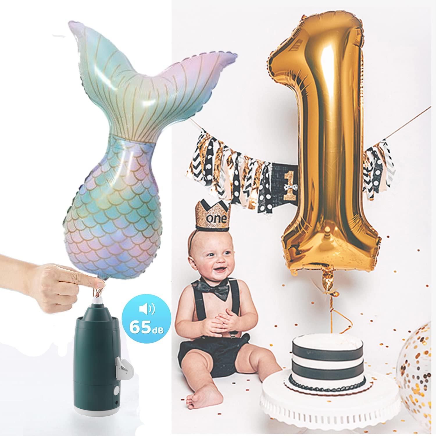 AJU JIAJIA Electric Magic Balloon Pump,Portable Electric Air Inflator Party Air Blower Pump with 1 Nozzle 1 Balloon Cutter and 10 Pcs Long Balloons,Great for Twisty Curly Balloon, Foil Balloons (Green)