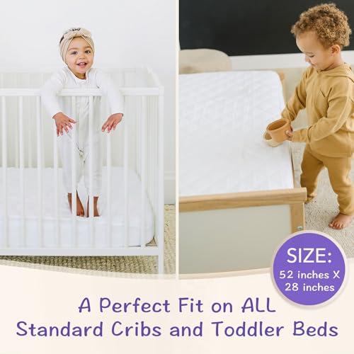 Little One\'s Pad Crib Mattress Protector Pad 2 Pack - Waterproof & Noiseless, Ultra-Soft Breathable Mattress Cover for Baby Cribs and Toddler Beds, Highly Absorbent Fitted and Dryer Safe