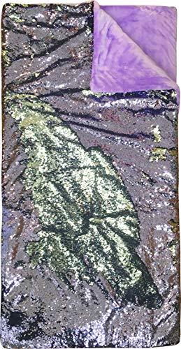 Idea Nuova American Kids Super Cozy Reversible Sequin Sleeping Slumber Bag, Royal Plush & Luxurious Dazzle-Purple