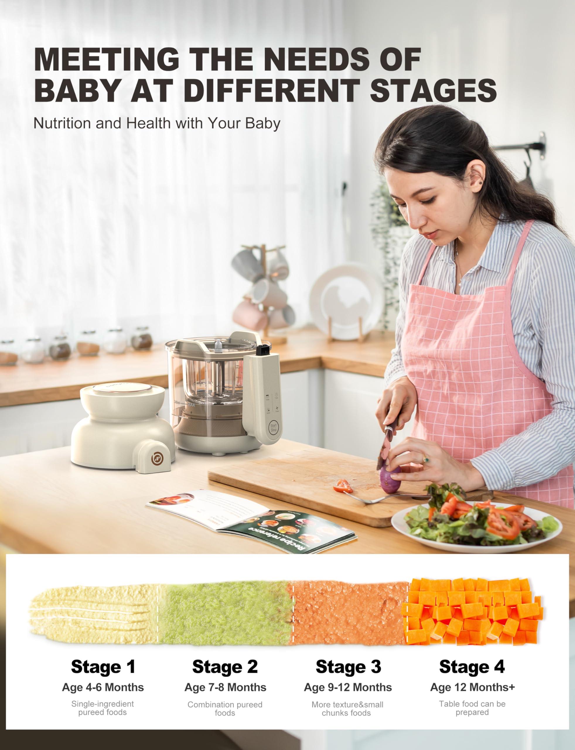 BABYNUTRI Babynutri Auto Baby Food Maker, Glass Baby Food Mills, Baby Blender & Steamer and Puree Maker with Auto Cooking, Easy Cleaning, Dishwasher Safe, Cook at Home, Touch Screen Control
