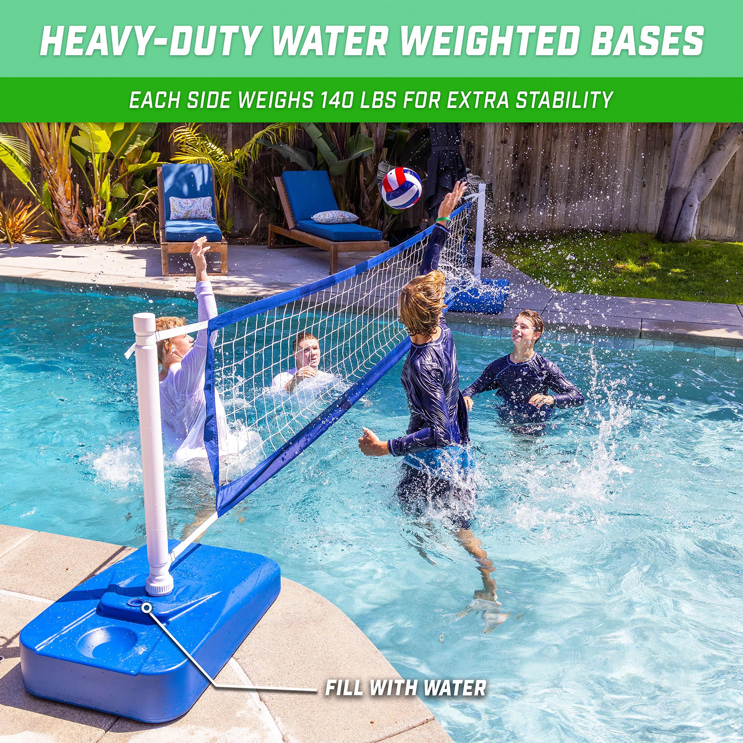 GoSports GoSports Splash Net Elite Pool Volleyball Game with Water Weighted Bases - Adjustable Net for Inground Pools