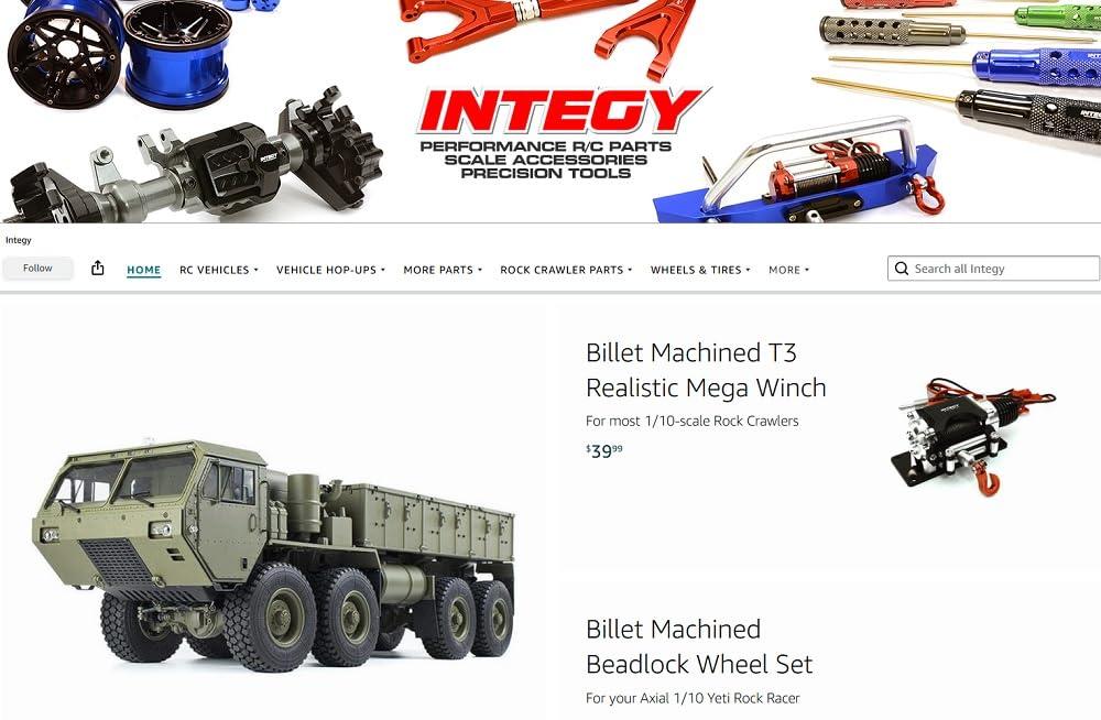 Integy Integy RC Upgrades for Axial, Realistic Front Bumper w/LED & Power Winch for Axial SCX10 III Scale Crawler