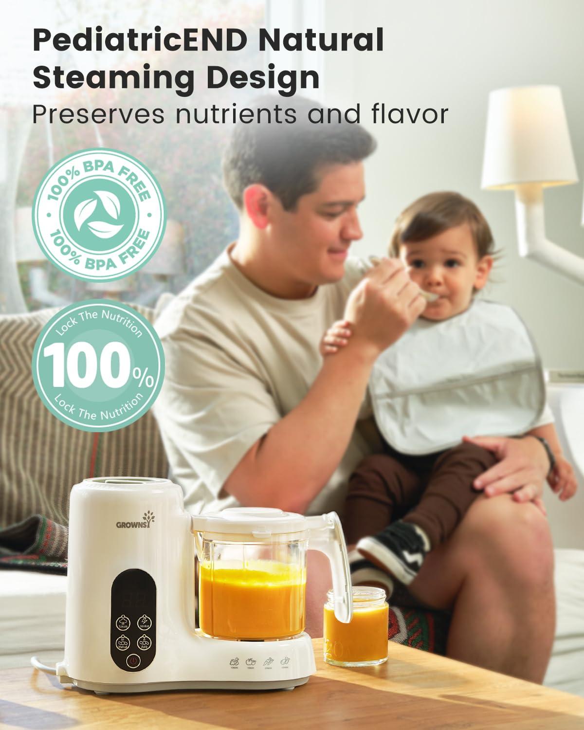 GROWNSY GROWNSY Baby Food Maker with Steam Basket, One Step Baby Food Processor Steamer Puree Blender Grinder Mills Machine, Auto Cooking Grinding and Sterili-zing for Healthy Homemade Baby Food, BPA-Free