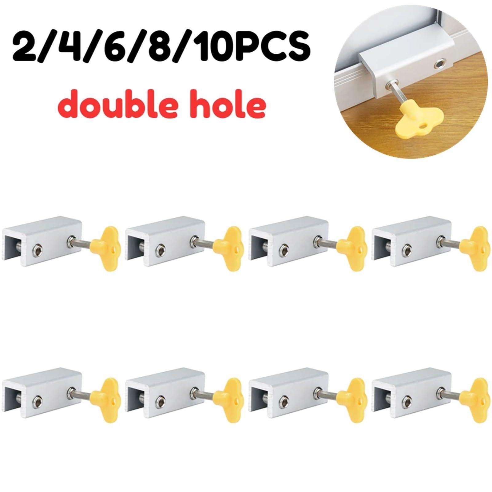 ATIUHIFR Aluminum Sliding Window Lock Sliding Sash Stopper Cabinet Locks Straps Doors Security Lock Baby Kids Door Lock 1Pcs(Double hole,10PCS)
