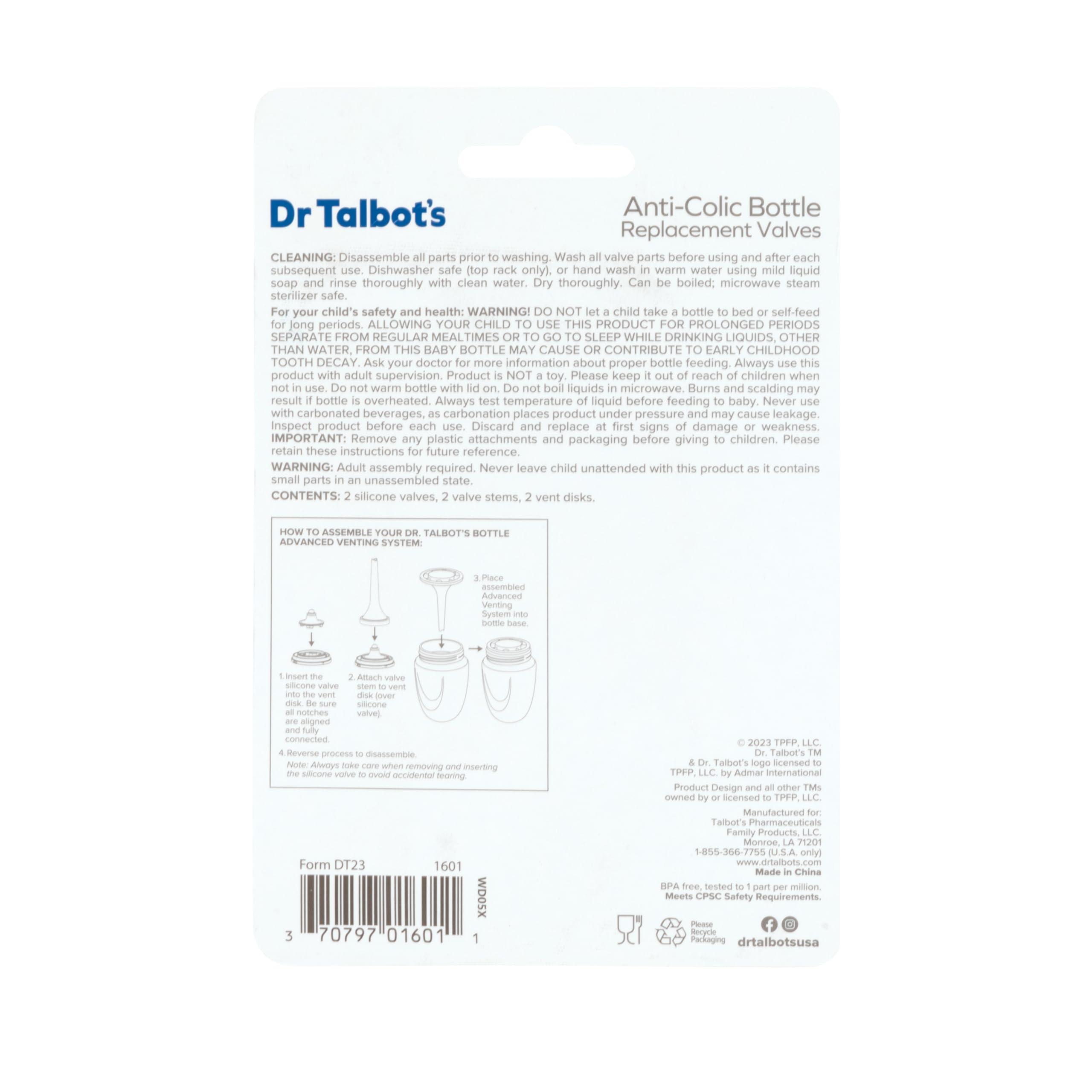 Dr. Talbot\'s Dr. Talbot's Anti-Colic Bottle Replacement Valves - Feeding Supplies for Newborn - (2-Pack) 9 oz Bottle Replacement Venting System