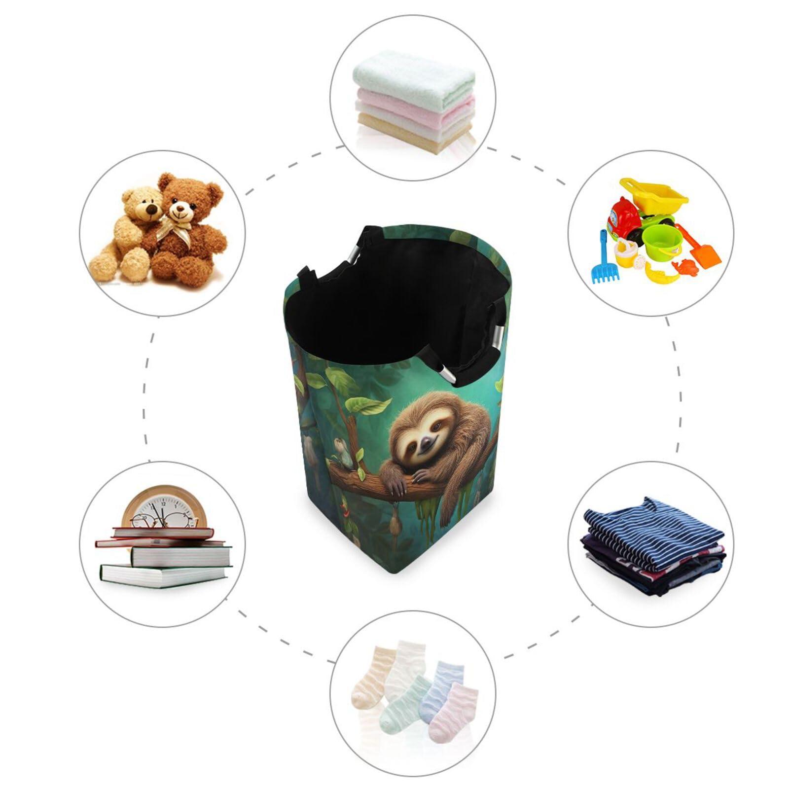 FLildon FLildon Laundry Basket Tree Sloth Collapsible Clothes Hamper, Waterproof Nursery Storage Bin with Handle Clothing Baskets for Bedroom Bathroom