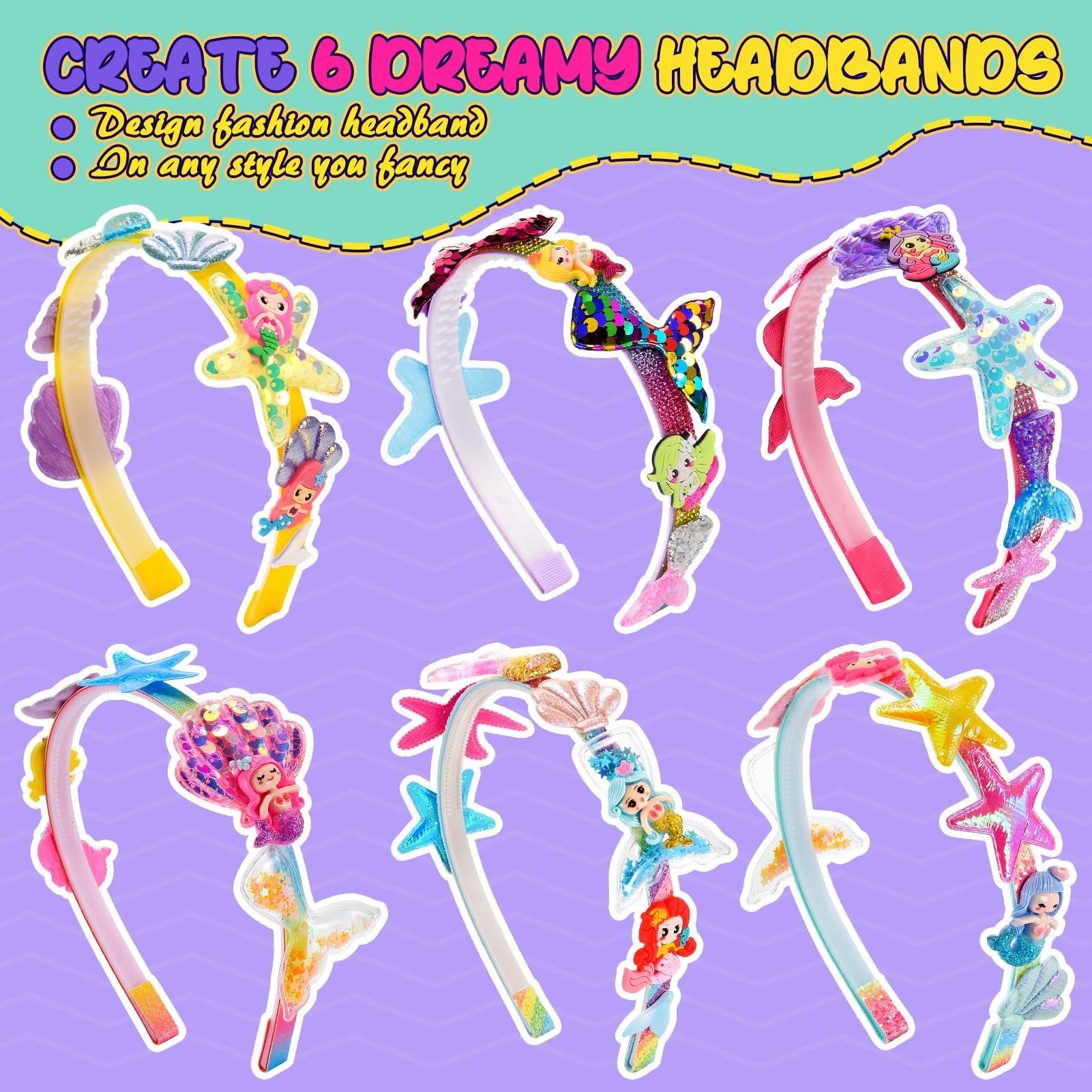 Toyjolka Hair Accessories for Girls,Headband Making Kit Arts and Crafts for Kids Ages 4-6 6-8 8-12,Girls Toys Hair Accessories Set for 4 5 6 7 8 9 Year Old Girl Birthday Gifts