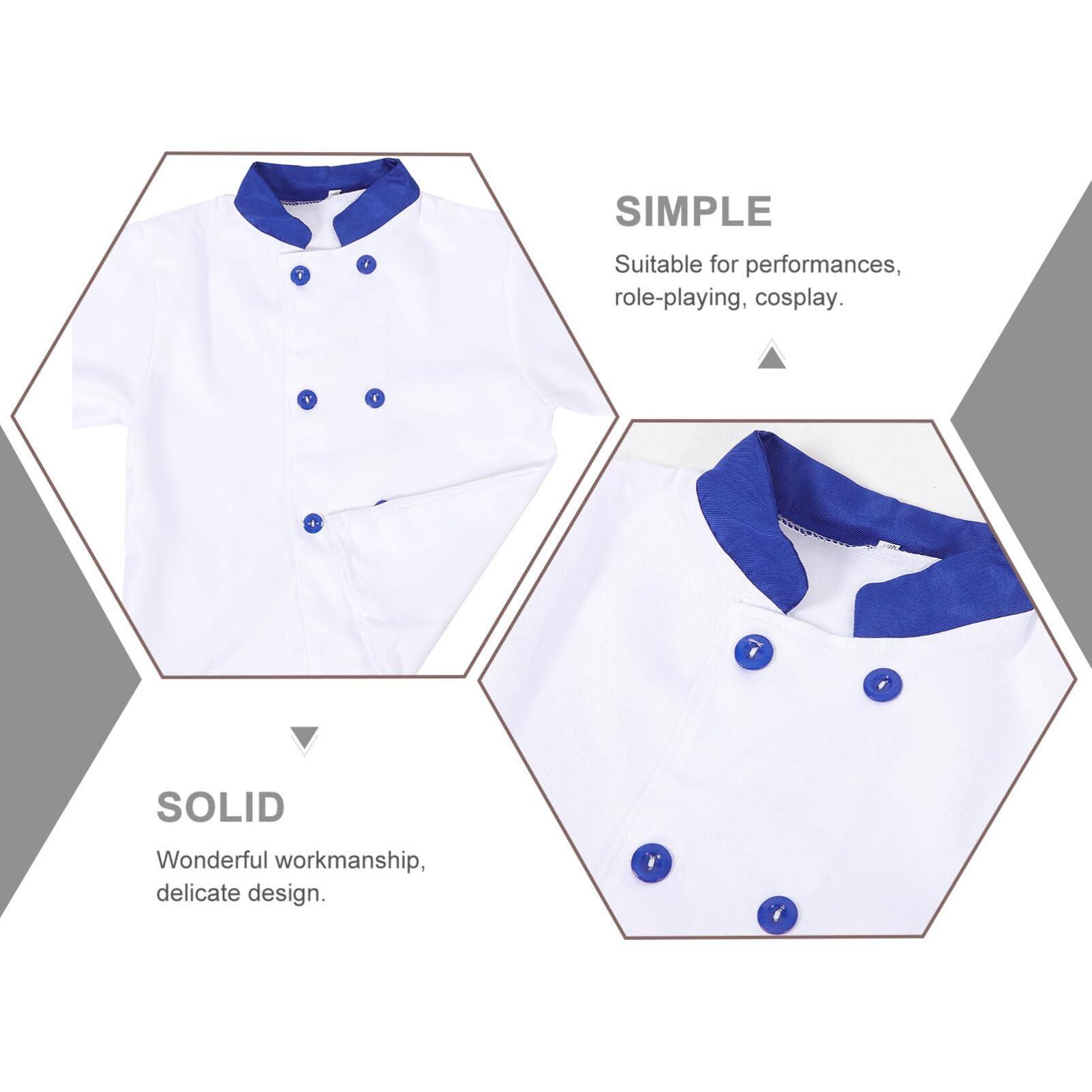 GALPADA GALPADA Kids Chef Costume Include Toddler Apron Short Sleeve Jacket and Chef Hat Pretend Chef Outfit for Kitchen Cooking Baking Wear