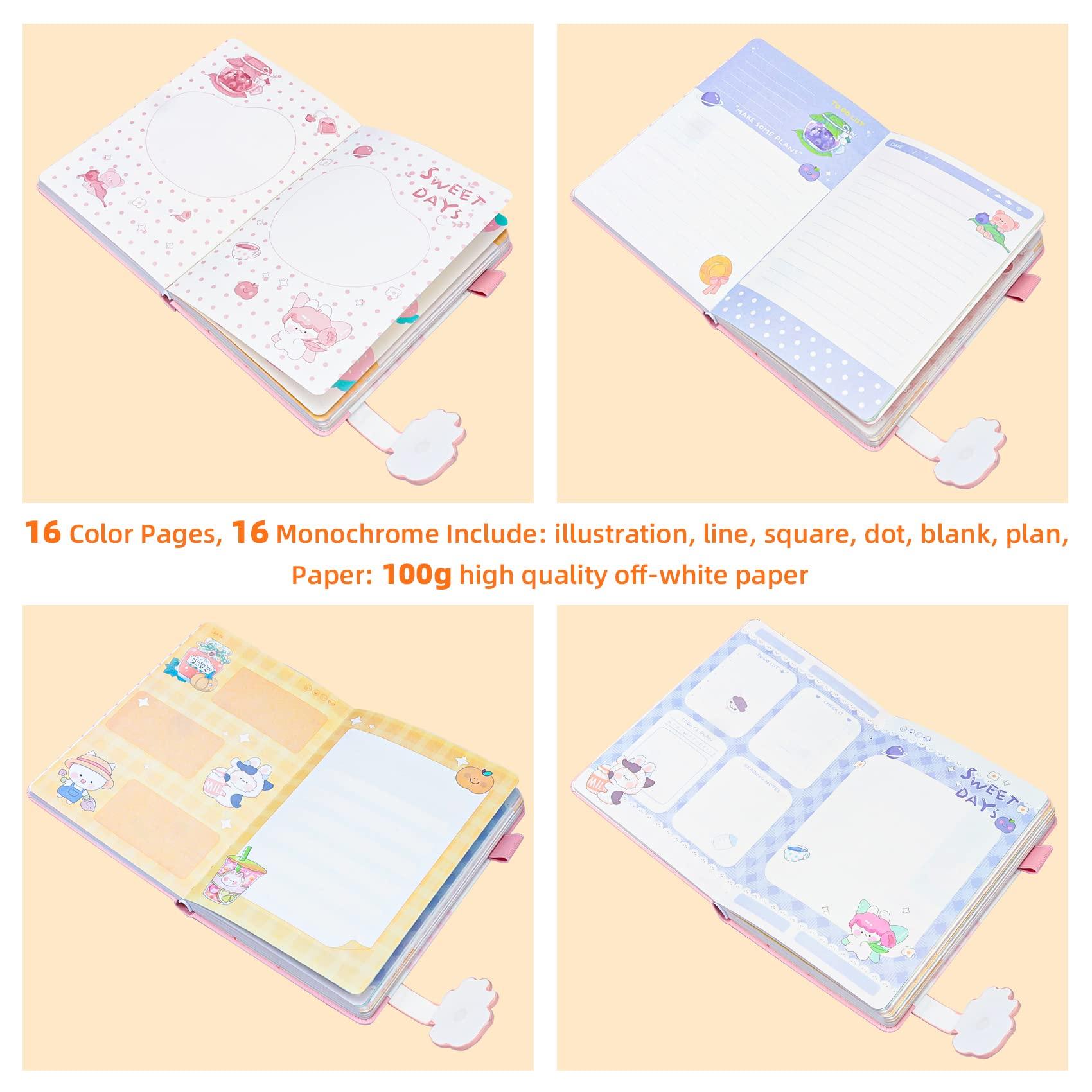ADOUNOTES ADOUNOTES Cute Journal Notebook for Girls, Gifts for Teen Girls, Kawaii Journal Notebook Sweet Days Series, PU Leather Cover Journal Diary Notebook with Magnetic Buckle 224pages